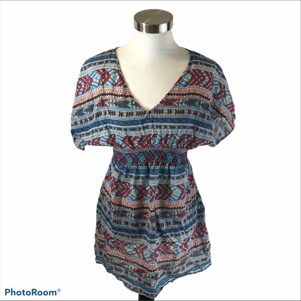 Ladies Xhilaration Print Tunic Blouse Size Medium